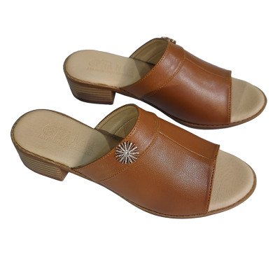 Dép Nữ Quai Ngang Cao Gót HÀ NAM Da Bò Thật Thời Trang Cao Cấp 3cm DNU2174