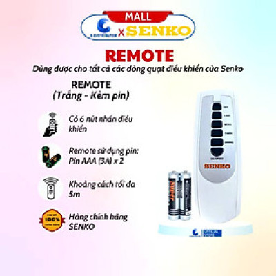 Remote Điều Khiển Quạt Senko Model TR1683, TR1628, TR1428, TR828, DR1608, hàng chính hãng