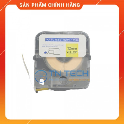 Nhãn in PUTY PT-1012Y - Chữ đen nền vàng 12MM x 8M - Dùng cho máy in ống PUTY PT-1010 [Hàng nhập khẩu]