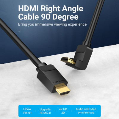 Cáp HDMI 2.0 Góc phải Cáp 4K & 3D Kỹ thuật số HD Thay thế cho TV Bộ chia âm thanh video PS3 / 4
