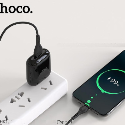 Bộ Dây Và Cốc Sạc Nhanh Hk2 3.4A Cổng Type-C Dây Dài 1m - Hàng Chính Hãng