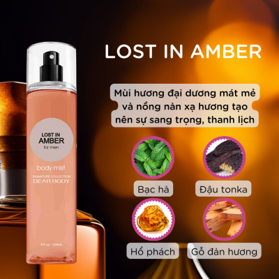 XỊT THƠM TOÀN THÂN Dành Cho Nam - BODY MIST DEAR BODY FOR MEN 236ml - Hương Thơm Nam Tính - Mạnh Mẽ - Lưu Hương 6h