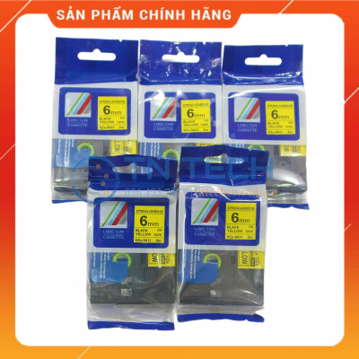 Nhãn In HZE-S611 - Đen nền vàng 6mm x 8m - Dùng cho máy in BROTHER - AIMO - PUTY [Hàng nhập khẩu]