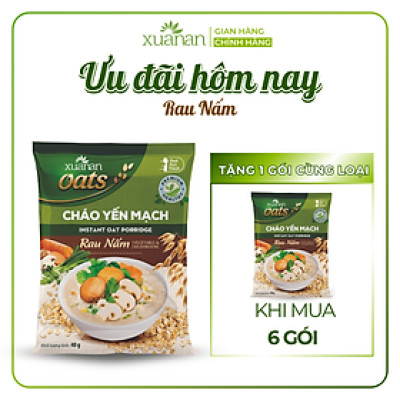 Cháo Yến Mạch Rau Nấm Xuân An Gói 40G [chay dùng được] (Mua 6 Gói Tặng Kèm 1 Gói)