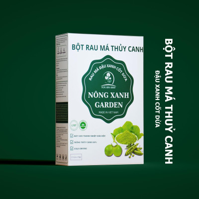 Nông Xanh Garden Bột Rau Má Thủy Canh Đậu Xanh Cốt Dừa Hộp 15 gói (10gram/1 gói) hòa tan uống liền, dễ uống, thanh nhiệt