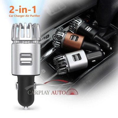 Máy Lọc Không Khí Cho Xe Ô Tô Tạo Ion Âm Tích Hợp Hai Cổng Sạc USB – Lọc Bụi, Khử Mùi Hôi Hiệu Quả, ĐÈN TRANG TRÍ