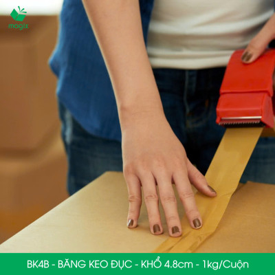 BK4B - 3 cuộn băng keo đục 1kg, khổ 4.8cm lõi nhựa - Băng dính đóng hàng, băng keo khổ lớn