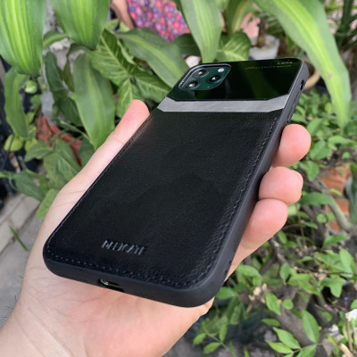 Ốp lưng da kính cao cấp dành cho iPhone 11 Pro - Màu đen - Hàng nhập khẩu - DELICATE
