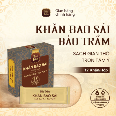 Khăn Bao Sái Bàn Thờ Bảo Trầm – Khăn Lau Đa Năng 12 Miếng/Hộp
