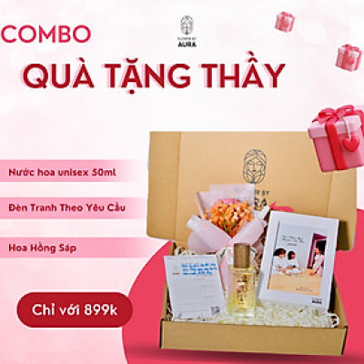 [ Quà Tặng 20.11]Combo Quà Tặng Nước hoa thiên nhiên Unisex 50ml, Hoa và Đèn Tranh 3D Set quà tặng dịp 20/11 ý nghĩa