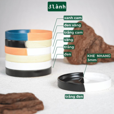 Đĩa Hứng Nhang Thủ Công 3 Lành Bằng Gốm Tối Giản Màu Đối Xứng Phong Cách Thiền Nhật Đựng Tàn Nhang Giữ Sạch Bàn