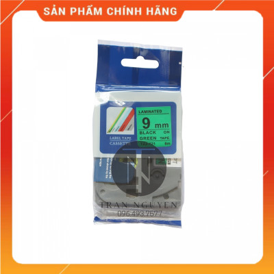 [Combo 5 hộp] Nhãn In Brother Tz2-721 - Đen nền xanh lá 9mm x 8m - Hàng nhập khẩu