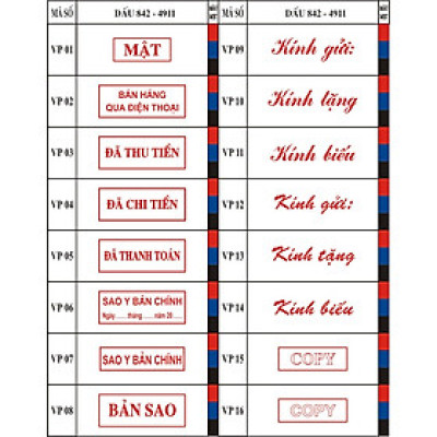 Dấu Liền Mực ĐÃ THU TIỀN, ĐÃ CHI TIỀN, NHẬP HÀNG, XUẤT KHO, HỦY,  SAO Y, ...- Hiệu Shiny - S842