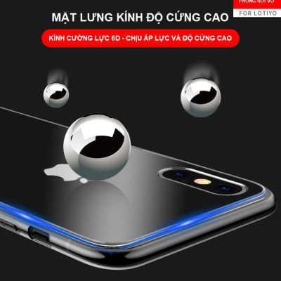 Ốp Lưng Kính Cường Lực Trong Suốt Hoàn Toàn. Lưng Kính Không Ố Vàng, Viền Máy Dẻo Cho Iphone X/ XS/ XS Max/ XR/ 7/8 Plus