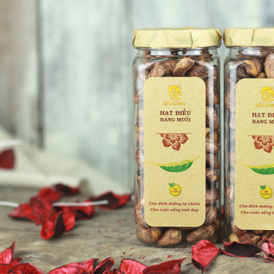 Combo Hạt Điều Rang Muối Vỏ Lụa Hải Long (250g) + Hạt Điều Rang Muối Tách Vỏ Lụa Hải Long (250g)